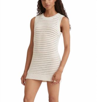 Matthew Bruch Knit Mesh Tank Mini Dress In Cream