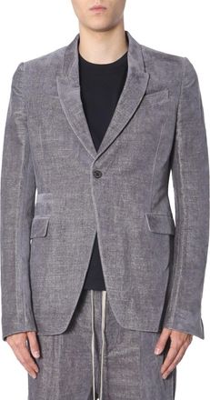 Rick Owens Velvet Single-Breasted Jacket - Gray