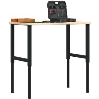 vidaXL Banco De Trabajo Rectangular Madera Maciza 100x60x(71,5-98) Cm Vidaxl