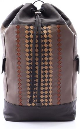 Bottega Veneta Intrecciato Brown Gray Multi-Color Leather Backpack (Pre-Owned)