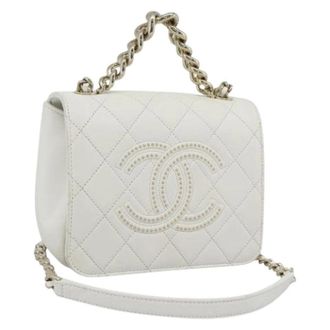 Chanel Pre-owned Vintage Schoudertas - Dames - Pre-owned - Wit - Maat: ONE Size Leer