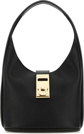 Ferragamo Black Metal Logo Shoulder Bag