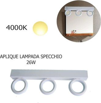 Trade Shop Trade Shop Traesio - Trade Shop - Applique Lampada Moderno Da Parete Muro Specchio 26w Bagno 135 Led 2835 Smd Luce