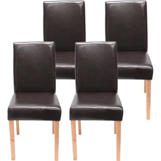 Hhg Set 4x sedie Littau ecopelle soggiorno cucina sala da pranzo 43x56x90cm marrone piedi chiari