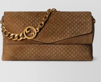 Gucci chain clutch bag monogram pattern strap