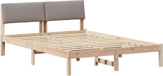 vidaXL Estructura De Cama Con Cabecera Marr&oacute;n Y Taupe 150 X 200 Cm Vidaxl