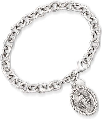 Ross-Simons Italian Sterling Silver Miraculous Medal Charm Bracelet