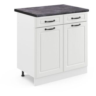Vicco Mueble Bajo De Cocina R-line, Blanco Casa De Campo, 80 Cm, Et Antracita