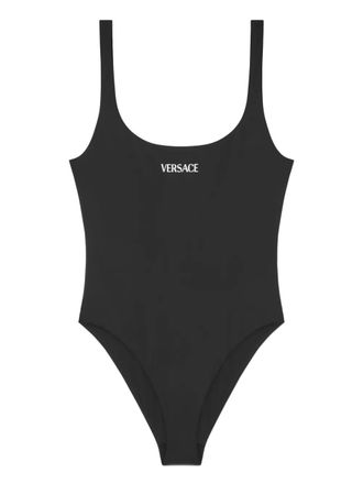 Versace logo swimsuit - women - Polyamide/Spandex/Elastane/Polyester/Spandex/Elastane - 1 - Black