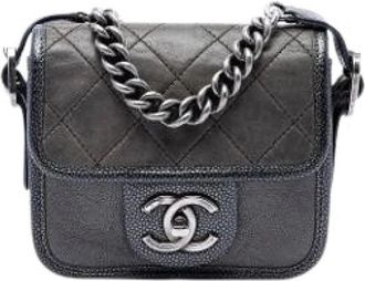 Chanel Pre-owned Vintage Quilted Crossbody Bag - Dames - Vintage Schoudertas - Grijs - ONE Size - Leer - Vintage