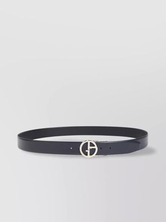 Giorgio Armani adjustable midnight leather belt with metallic buckle