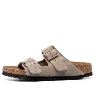 Birkenstock Arizona Soft Footbed Suede Leather Narrow Fit Sandals Taupe 0951303