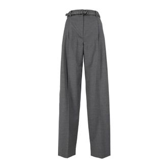 Max Mara Lago pantalon met wijde pijpen - Dames - Broeken - Grijs - Maat: XS Zijde