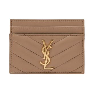 Saint Laurent Accessoires, Dames, Bruin, ONE Size, Leer, Cassandre Card Case