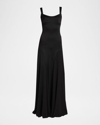Alexander McQueen Sleeveless Satin Evening Dress