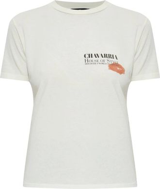 Willy Chavarria Katoenen T-shirt Total Transformation Ringe - Dames - T-shirts - Beige - M - Katoen - Tops