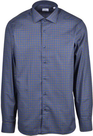 Brio Italiano Blue Green Checkered Cotton Shirt