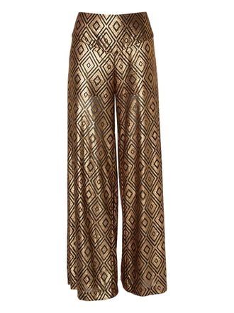 Anna Sui geometric-pattern trousers - Gold