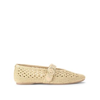 Kurt Geiger Womens Noor Ballet Flats - Beige Fabric - Size UK 3