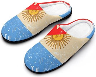 Generic Canada And Argentina Vintage Flag Cotton Slippers for Women Indoor Outdoor Slipper Slip-On Memory Foam Home Shoes