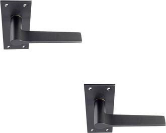 Loops 2x PAIR Flat Straight Handle on Slim Lock Backplate 150 x 50mm Matt Black