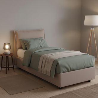 Talamo Italia Talamo Italia - Cama Individual Penelope, Cama Contenedor Con Revestimiento De Tela, 100% Made In Italy, Apertura Frontal, Con Colch&oacute;n Cm 90x190 Inclu