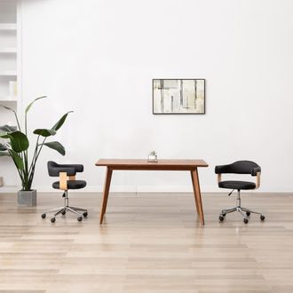 vidaXL Vidaxl - Silla De Comedor Giratoria Madera Curvada Cuero Sint&eacute;tico Negro