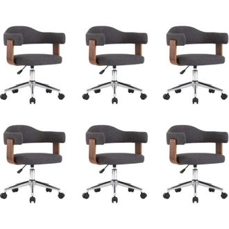 vidaXL Sillas De Comedor Giratorias 6 Uds Madera Curvada Y Tela Gris Vidaxl