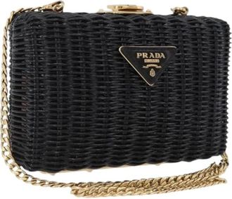 Prada Pre-owned Vintage Wood Frame Shoulder Bag - Dames - Vintage Clutch - Zwart - ONE Size - Vintage