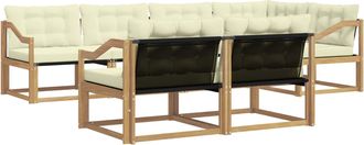 vidaXL Conjunto De Sof&aacute;s De Exterior 7 Uds. Blanco Y Crema Vidaxl