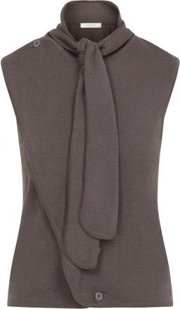 Christophe Lemaire Asymmetrische Vest - Dames - Tops zonder mouwen - Bruin - M - Wol - Tops