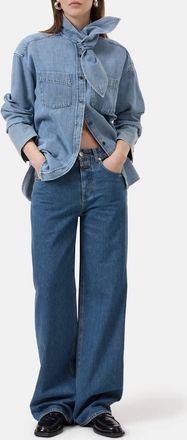 Closed Denim Scarf Shirt In Light Blue