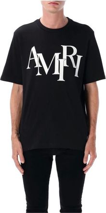 Amiri T-Shirts, male, Black, S, Black Staggered Logo Tee