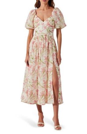 ASTR the Label Sasilia Floral Midi Dress in Pink Cream Floral at Nordstrom Rack, Size Medium