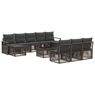 vidaXL Conjunto De Sof&aacute;s De Jard&iacute;n 11 Pcs Gris Rat&aacute;n Sint&eacute;tico Vidaxl