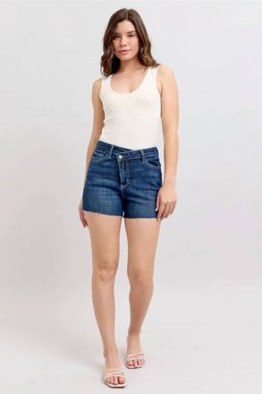 Judy Blue Criss Cross Shorts In Blue