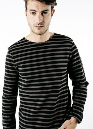 Saint James MERIDIEN MODERNE - Original Heavyweight Breton Shirt in Black/brown at Nordstrom, Size X-Small Eu