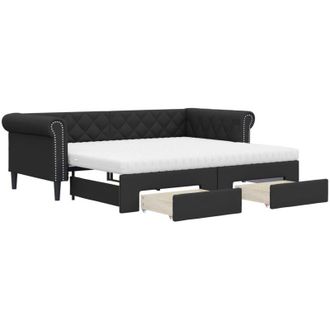 vidaXL Vidaxl - Sof&aacute; Cama Nido Con Cajones Cuero Sint&eacute;tico Negro 90x200 Cm
