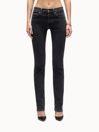 Re/Done Slim Cigarette Mid Rise Jeans In Back To Black