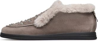 Loriblu Crystals Embellished Suede Loafer - Dames - Winterlaarzen - Grijs - 35 EU - Su&egrave;de - Schoenen