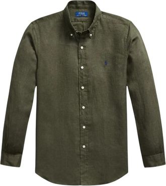 Polo Ralph Lauren Linnen Shirt op Maat - Heren - Casual Overhemden - Groen - XL - Linnen - Overhemden
