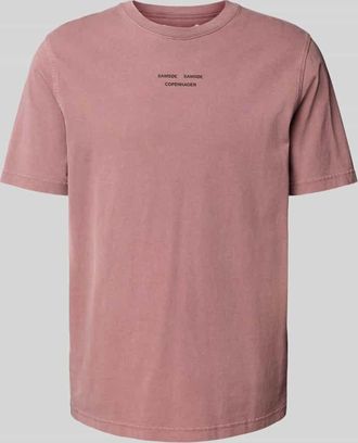 Sams&oslash;e & Sams&oslash;e T-Shirt mit Label-Print Modell MARCUS in Rot Melange, Gr&ouml;&szlig;e M