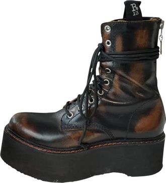 R13 Single Stack Veterlaars - Dames - Veterlaarzen - Zwart - 39 EU - Leer - Schoenen
