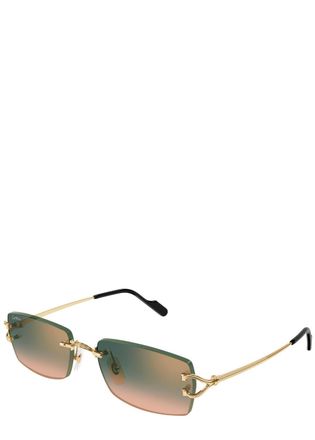 Cartier Cartier Rimless Rectangle-frame Sunglasses - Gold - One Size