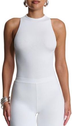 Naked Wardrobe Funnel Neck Sleeveless Bodysuit in White at Nordstrom Rack, Size X-Large