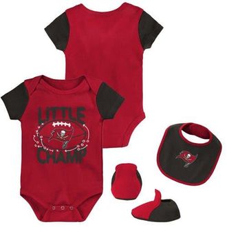 Outerstuff Newborn & Infant Red/Black Tampa Bay Buccaneers Little Champ Three-Piece Bodysuit Bib & Booties Set at Nordstrom, Size 0-3 M