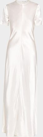 FFORME Akriti Hammered Satin Short-Sleeve Maxi Dress