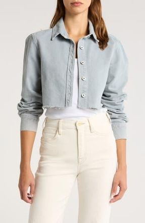 Slvrlake Denim Crop Raw Hem Button-Up Denim Shirt in Dove Gray at Nordstrom Rack, Size Small
