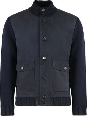 Slowear Vest met leren knopen en vlakken - Blauw