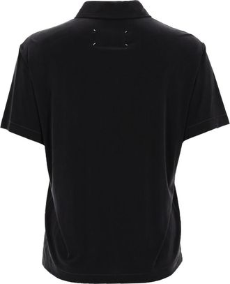 Maison Margiela Cupro Blend Polo Shirt - Black